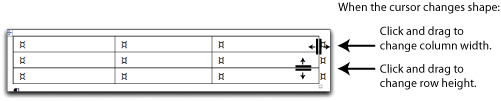 Resizing a table by dragging the handles