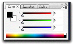 Photoshop's sliders for setting color values